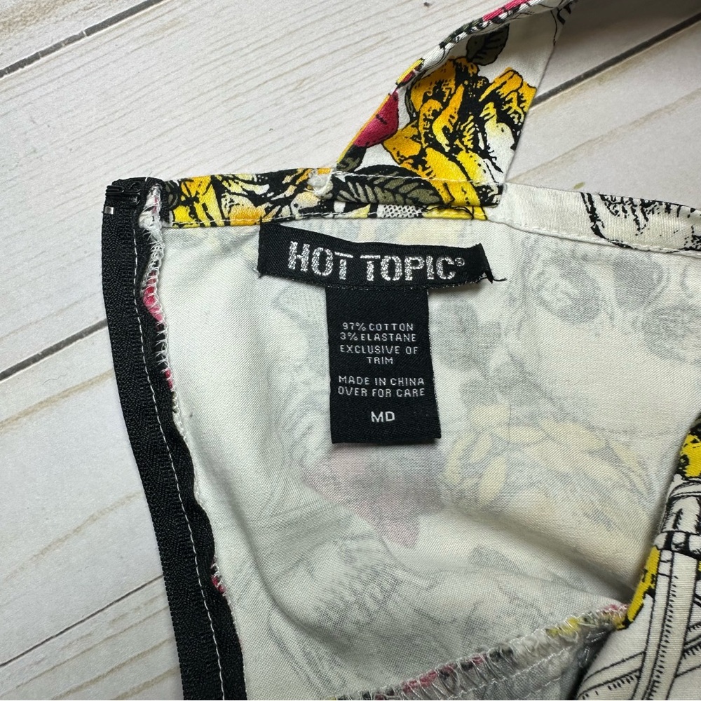 Hot Topic Dress Skulls Floral Sundress Womens Medium Unique Punk - Picture 3 of 5